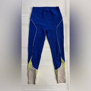 Wilo The Label Womens Sz L Blue Colorblock Full Length Yoga Pants Leggings